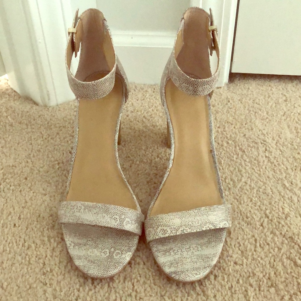 Ann Taylor Faux Snake Skin print Strapped Heels